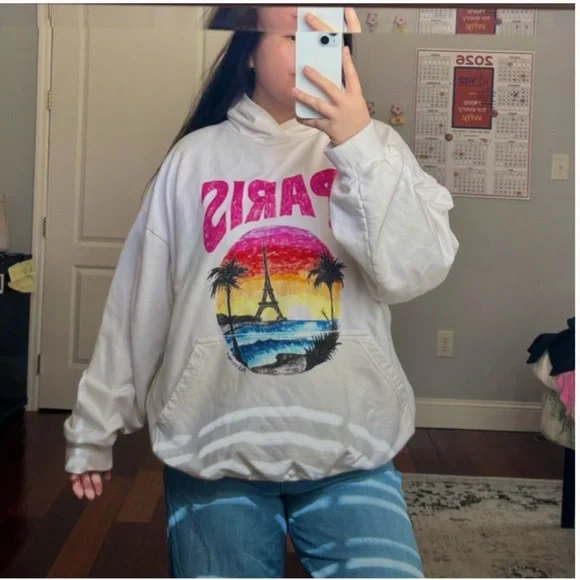 Paris Tropical Round Hoodie White | BALENCIAGA 🌴 - Picture 3 of 8